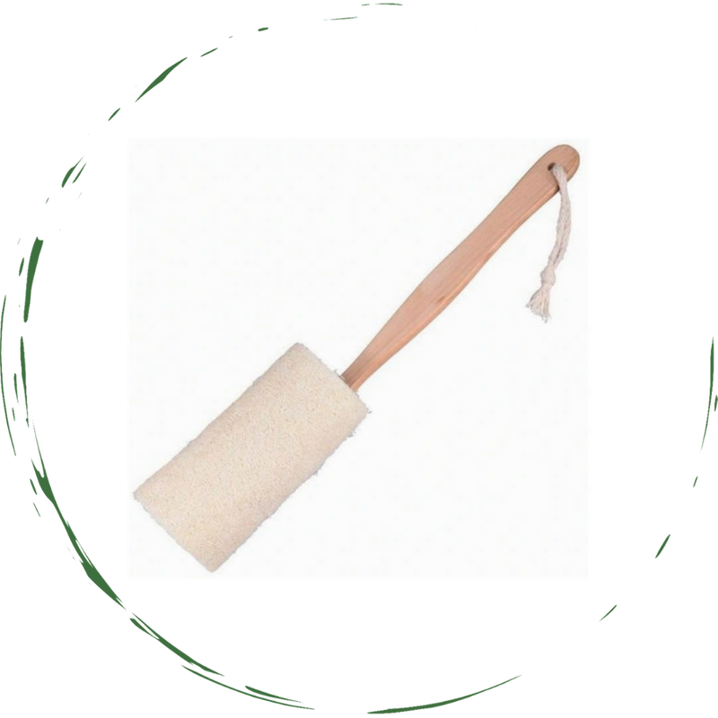Natural Loofah Bath Brush w/Long Handle.