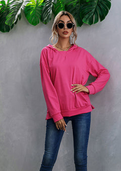 Women's Color Block Fleece Hooded Pullover Sweater