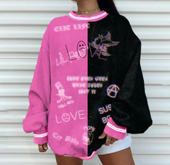 Women's Tie Dye Letter Print Casual Round Neck Sweater