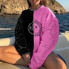 Women's Tie Dye Letter Print Casual Round Neck Sweater