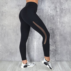 Mesh Panel Yoga Pants - 3/4 Length Style