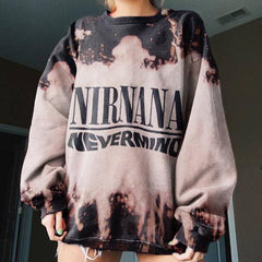 Women's Tie Dye Letter Print Casual Round Neck Sweater