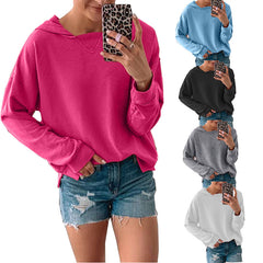 Women's Color Block Fleece Hooded Pullover Sweater