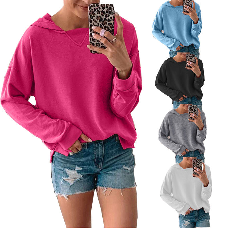 Women's Color Block Fleece Hooded Pullover Sweater