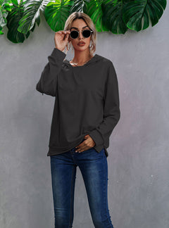 Women's Color Block Fleece Hooded Pullover Sweater