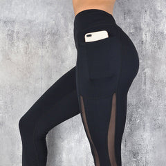 Mesh Panel Yoga Pants - 3/4 Length Style