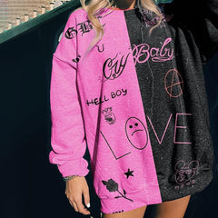 Women's Tie Dye Letter Print Casual Round Neck Sweater