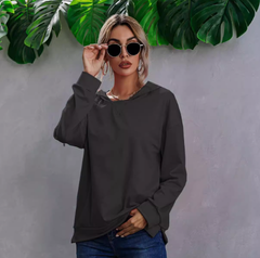 Women's Color Block Fleece Hooded Pullover Sweater